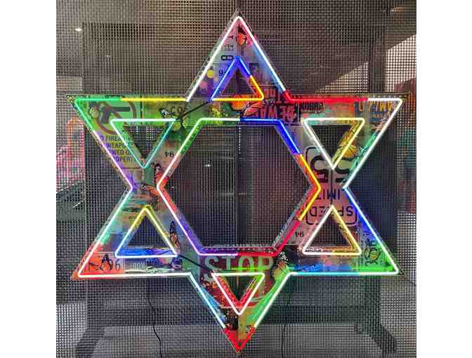 Large Neon Jewish Star (SHALOM) - Photo 1