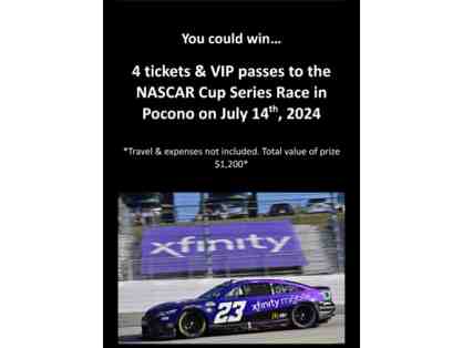 4 tickets and VIP passes to NASCAR Xfinity Series Race at Pocono Raceway
