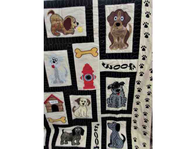 'WOOF' Handcrafted Dog Prints Quilt