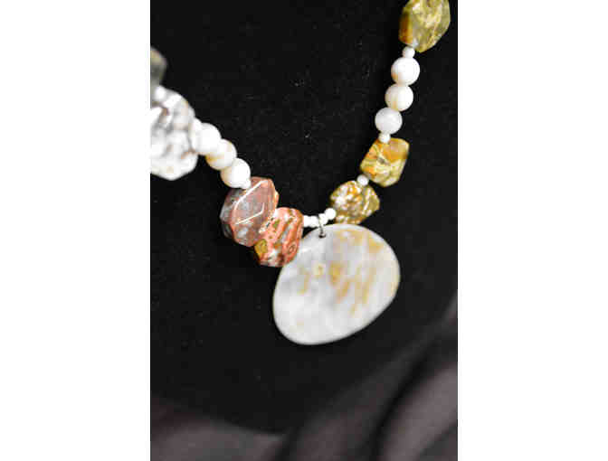 30' Jasper, Onyx and Mother-of-Pearl Necklace