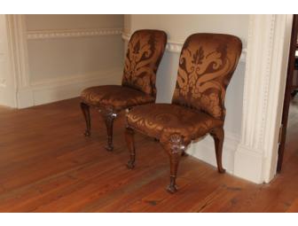 Four Silk Damask Chairs