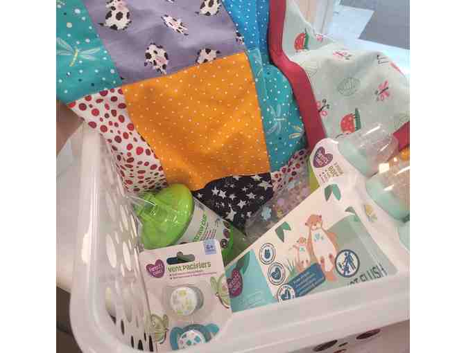 Vibrant Handmade Baby Quilt & Essentials Bundle