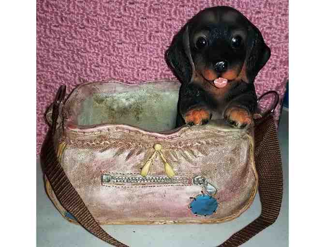 Beautiful Black and Tan Dachshund Planter