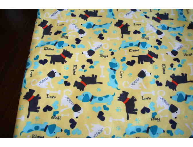 100% Cotton Flannel Blanket - Puppies, Yellow & Plaid