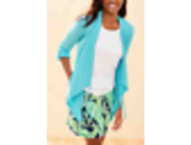TALBOTS New w/tags Women's Blue Long Sleeve Tie Drape Open Front Cardigan - Size PL