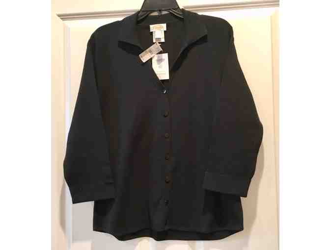 Talbot's Black Button-down V-Neck Cardigan - Size Large