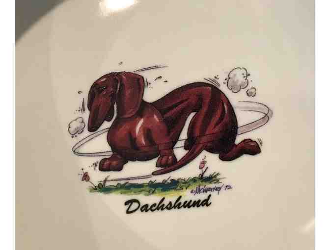 Food Dish - Porcelain by Rosalinde - Dachshund cartoon in bottom of bowl!
