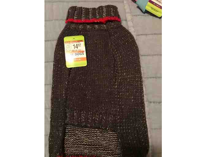 Grey pet sweater with red piping - size MED
