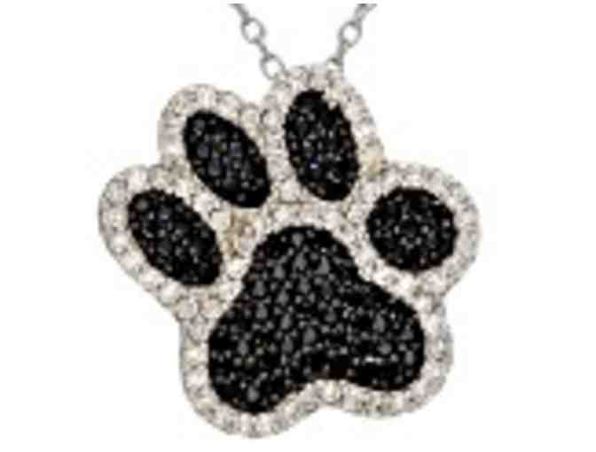 Necklace - Black Spinel Rhodium Over Sterling Silver Paw Pendant With Chain 1.16ctw