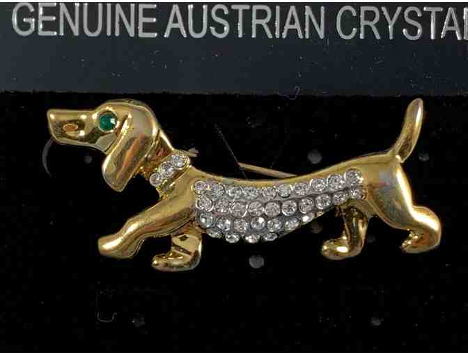 Pin - Dachshund Pin with Genuine Austrian Crystals!  By Lauren Spencer