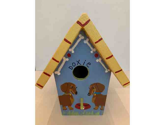 Bird House - Hand Painted Dachshund Bird House with Blue Front!