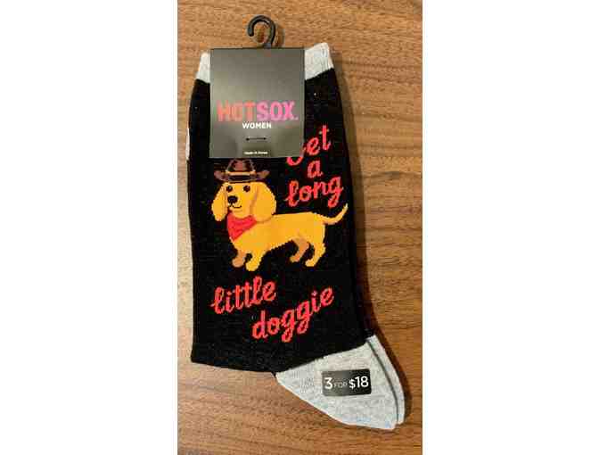 Get a Long Little Doggie Socks with black background! (Women's)