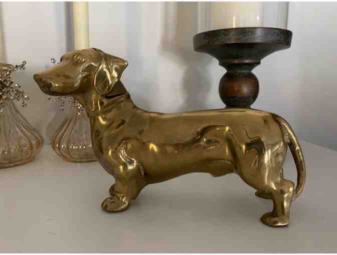 Brass Dachshund - Vintage? - 9' long and weighs 3.5 pounds - STUNNING piece!