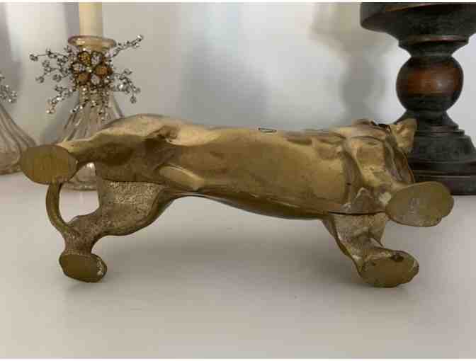 Brass Dachshund - Vintage? - 9' long and weighs 3.5 pounds - STUNNING piece!