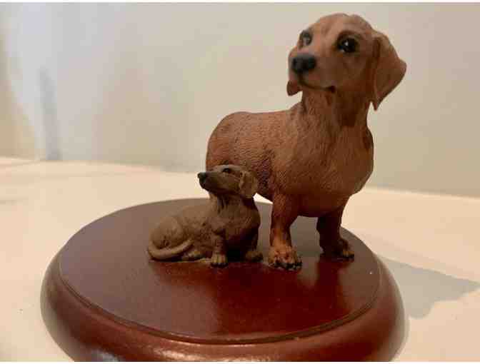 Figurine - dated 1991 - Conversation Concepts - Brown Dachshund with Puppy - Made in USA!