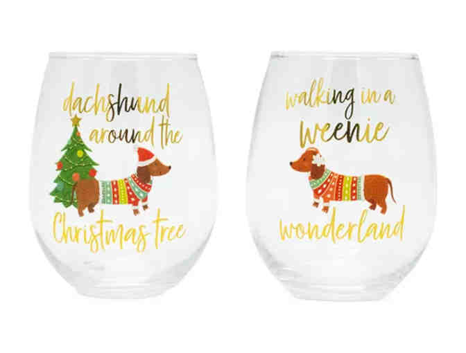 Dachshund Holiday Wine Glasses - Set of Two