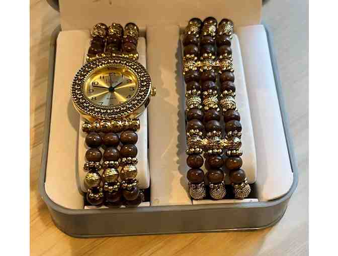 Vivani Brand Gold Tone Watch and Bracelet Set - New!