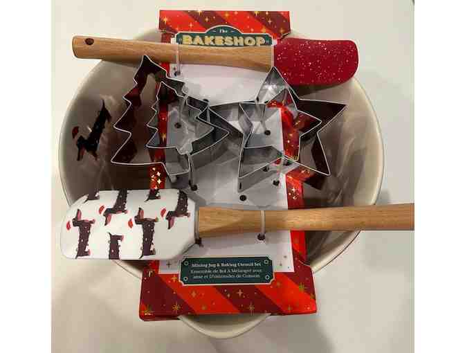 BAKESHOP Dachshund Mixing Pouring Bowl with Spatulas, Cookie Cutters, Spoon