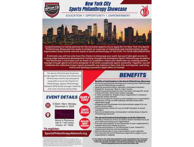 Sponsorship Opportunity for NYC Sports Philanthropy Showcase