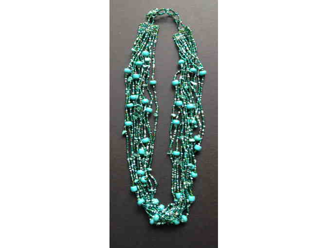 Green and Turquoise Scarf and Jewelry set