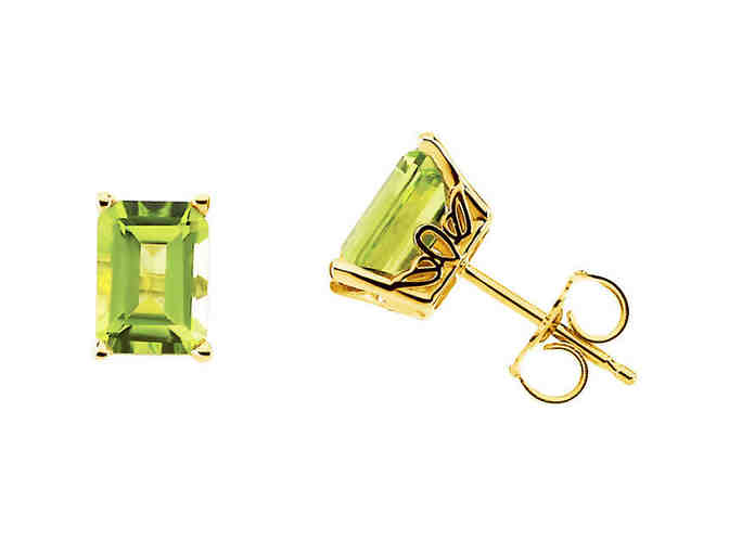 Genuine 14k Gold Peridot Scroll Stud Earrings