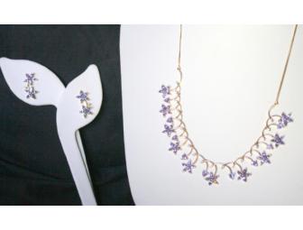 1 GREAT GIFT!!! 7 CARATS OF TANZANITE!  NECKLACE AND EARRING ENSEMBLE!