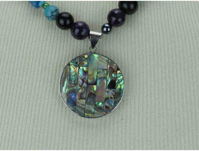 1/Kind Delicate Necklace features Turquoise, Black Onyx, Hematite and Pendant!
