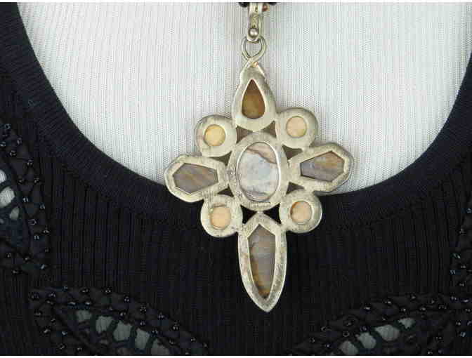 1/Kind Impressive Necklace w/Unique Cross, Onyx, Topaz and Ornate Beads!