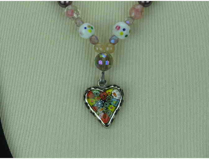 1/Kind Lovely & Precious Necklace w/Pearls, Jasper, Painted Porcelain Beads, and HEART!