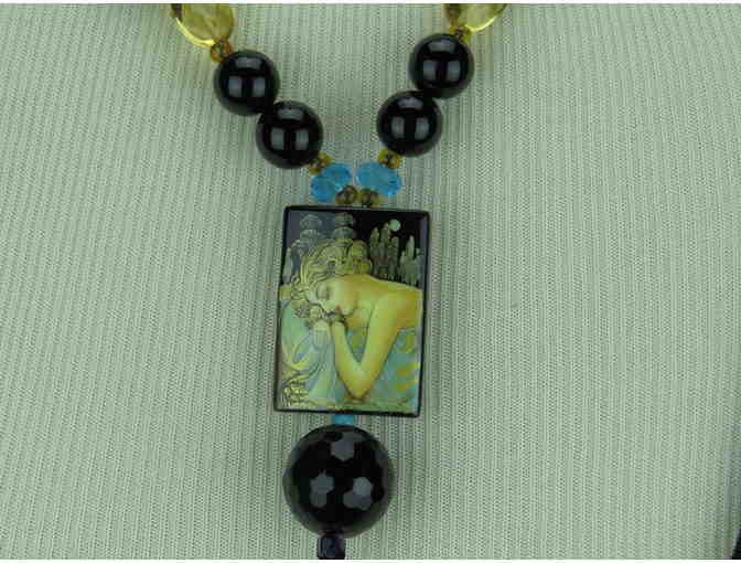 1/KIND Sublime Necklace w/Art Pendant, Onyx, Citrine and Jasper!  Treasure Alert!!!