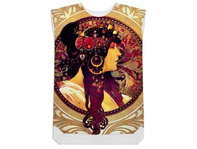 'DONNA' BY ALPHONSE MUCHA: SILKY! VERSATILE SHIFT DRESS!