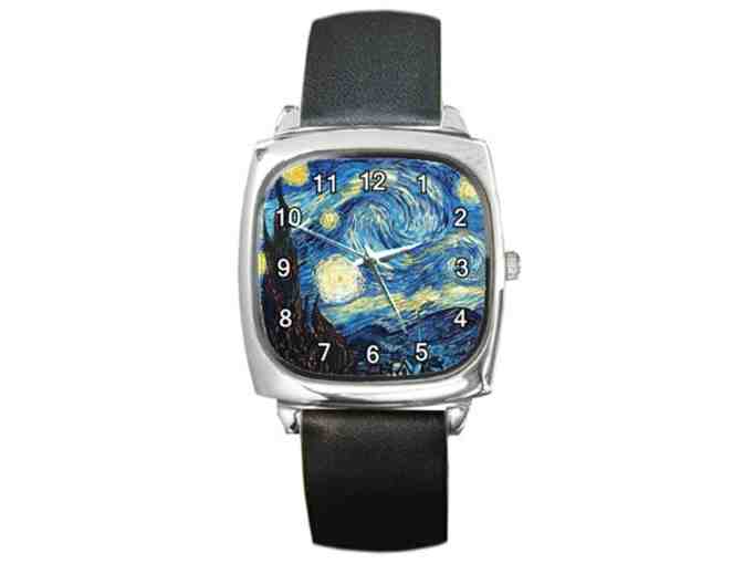 'Starry Night' by Vincent VAN GOGH:  FREE Leather Band ART WATCH w/BID!