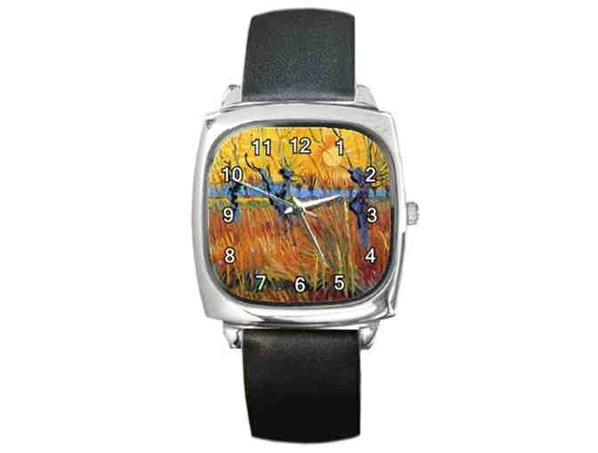 'Pollard Willows and Setting Sun' by Vincent VAN GOGH:   Leather Band ART WATCH !