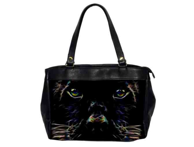 'Panther Eyes': ! Leather Art Tote:  Custom Made IN THE USA! Exclusive To ART4GOOD Auction