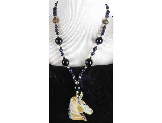 Carved MOP Horse Featured in this 1/KIND GEMSTONE NECKLACE #377