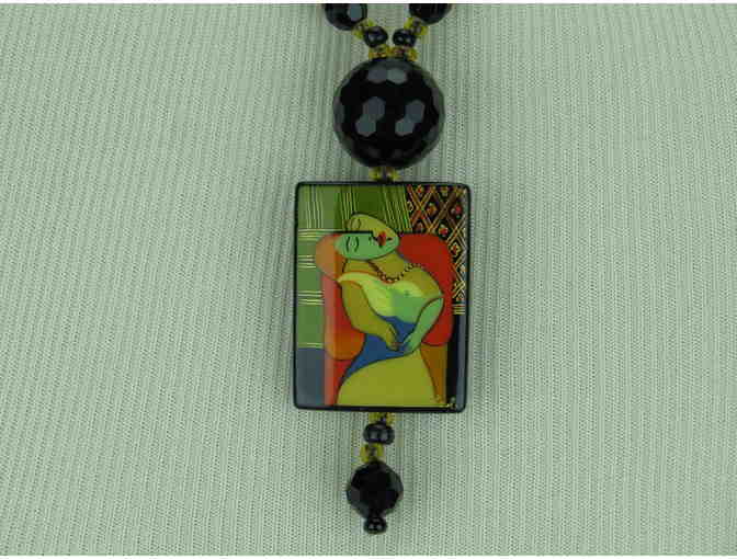 1/Kind Phenomenal and Collectible Necklace features PICASSO Art Pendant, Genuine Onyx!