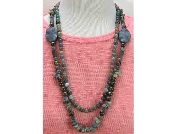 #724: 1/Kind Necklace with Semi Precious Gems, Pearls and Pendant!