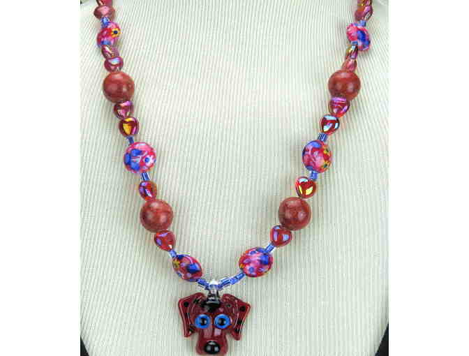 Doggy!  Pop NECKLACE #247 *w/ Mother of Pearl and Sponge Coral elements*