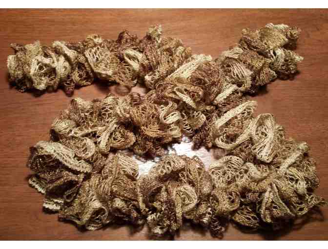 Hand-crocheted RUFFLE SCARF - gold!