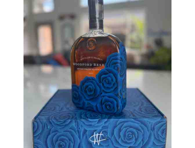Cerulean Rose Painted Woodford Reserve Bottle - Photo 1