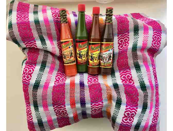 Square Tablecloth with traditional Guatemalan hot sauces
