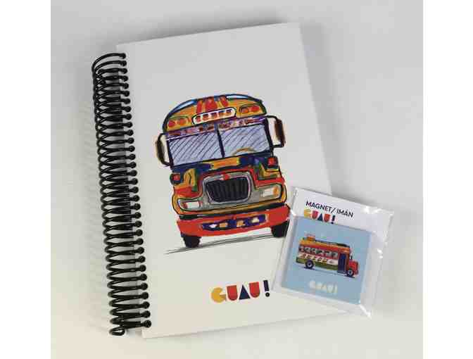 Beautiful Guatemalan Notebook with Matching Magnet - The Chicken Bus