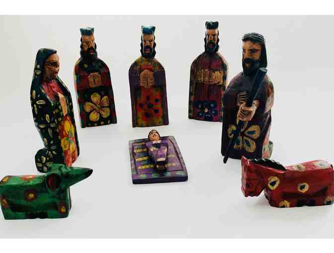 9 piece Guatemalan Wooden Nativity Scene -