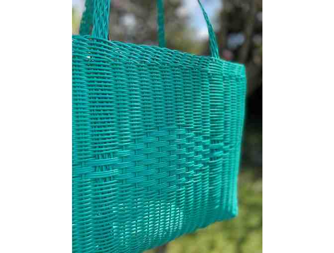 Beautiful Turquoise Woven Market Bag - Photo 2