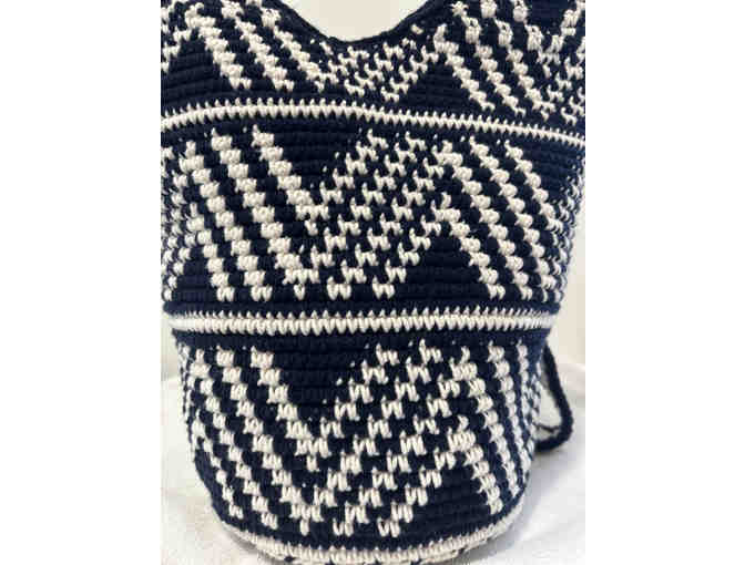 Navy and White Woven Purse