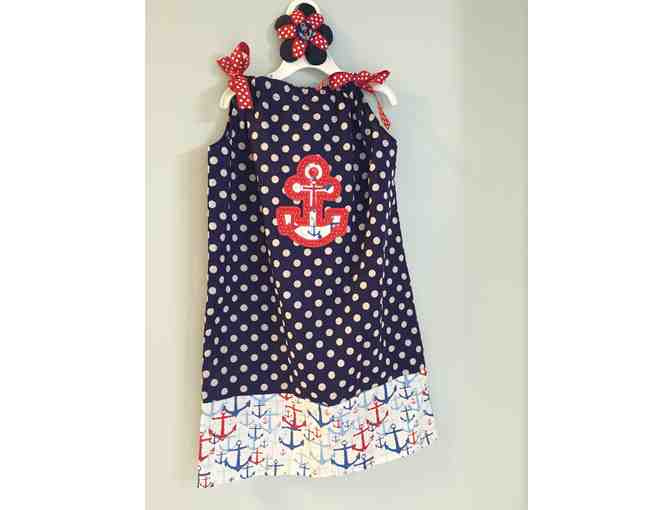 Handmade Pillowcase Dress- Nautical Theme Size 7