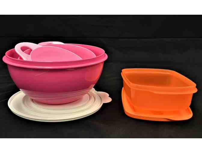 Pink and Orange Tupperware Set