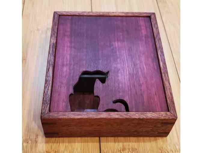 SILENT AUCTION: Handcrafted Purple Wood Cat Wood Jewlery Box