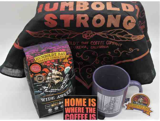 Humboldt Bay Coffee Company Gift Box with Black and Orange Logo Bandana