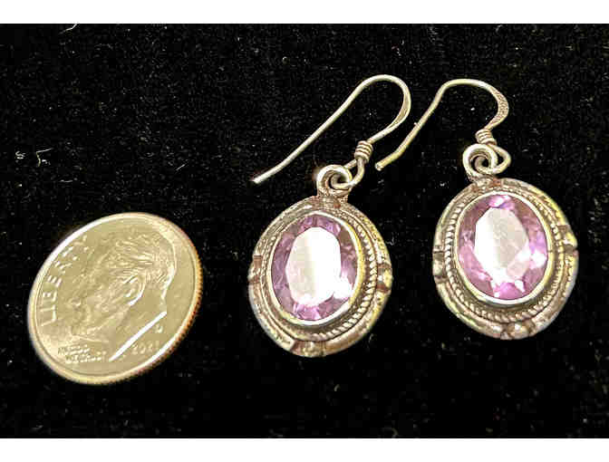 Amethyst in Sterling Silver Drop Earrings for Pierced Ears